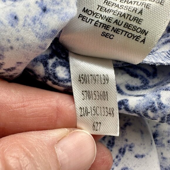 Chico's Fleur-de-lis Blouse Women’s Size 3 Blue XL/16 Easy Care Button Down - Picture 11 of 15